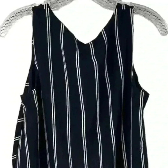Cynthia Rowley Women's M Blue Striped V-Neck Sleeveless Tank Top - Picture 5 of 8